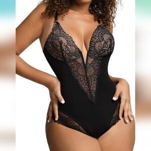 Popilush XXL Lace Corset Top Shapewear Bodysuit Tummy Control Sexy Thong